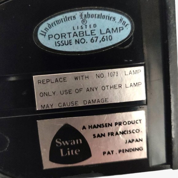 Vintage MCM 1960s Swan Lite BLACK by Hansen Egg - Picture 11 of 12